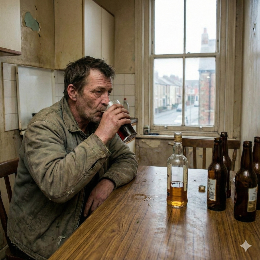 Чоловік п'є наодинці